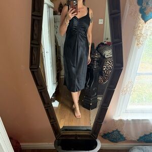 A New Day Shiny Black Ruched Top